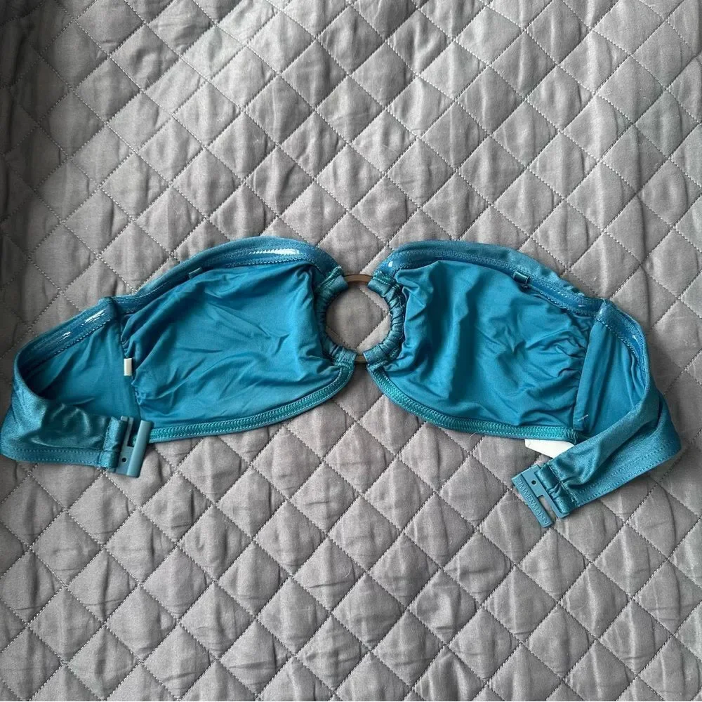 Zimmermann Cassia Ring Bandeau Bikini Top in Teal Size 2